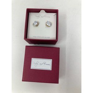 Ruby and Emma CZ and Fine Sterling Silver 1/4" Stud Earrings - NEW